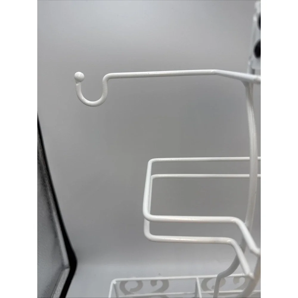 Wire Cooking Caddy White Wooden Handle (QVC?)  16.5
